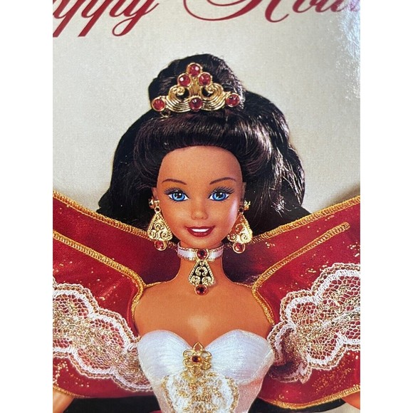 RARE 1997 Misprint Green Eyes Holiday Barbie Happy Holidays Gold Special Edition - Picture 2 of 10